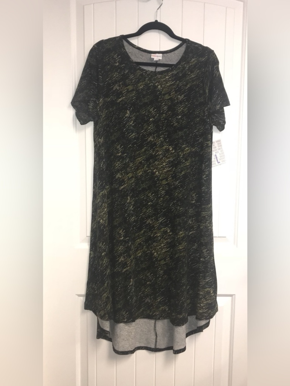 LuLaRoe Carly Black and Olive High-Low Dress